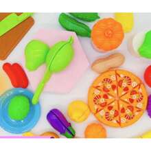 2025新款玩具厨房套装，包含21/27/30/45件，适合女孩/男孩，包含切菜水果的儿童烹饪用具套装，益智玩具，互动游戏，节日/生日/完美礼物