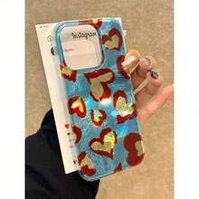 Funda para teléfono con estampado de leopardo en forma de corazón y patrón glaciar transparente. Compatible con phone 16, 15, 14, 13, 12 Pro, 16, 15, 14 Plus, 13, 12, 11 Pro/X/XS Max. Resistente, anticaídas y a prueba de golpes. - transparente - Ver 3