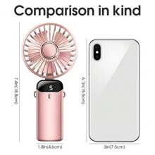 Ventilateur portable à main, ventilateur à piles avec base, 8 heures, affichage numérique, 5 vitesses, réglable à 90°, mini ventilateur rechargeable pour l'extérieur et l'intérieur