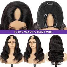 V Part Wig Human Hair Body Wave Glueless Wigs Human Hair For Women No Glue Upgrade U Part Human Hair Wig Brazilian Human Hair 200% Density Natural Color Wigs Beginner Friendly 40 Inch - Natural Black - 查看 5
