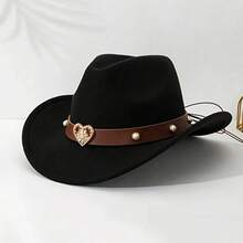 Classic Womens Western Cowboy Cowgirl Hats With Wide Belt - màu đen - Xem 9