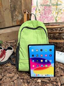 大容量多功能背包，轻便简约时尚旅行包 - 綠色 - 查看 9