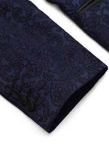 男士商务通勤提花西装外套 - 藏蓝色 - 查看 3