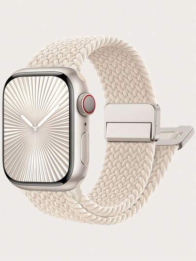 Aufgerüstete magnetische geflochtene dehnbare Bänder mit magnetischem Verschluss kompatibel für Apple Watch Armband 38mm 40mm 41mm 42mm 44mm 45mm 46mm 49mm Frauen Männer, weiches Nylon Sport Solo Loop kompatibel mit Series 11 10 9 8 7 6 5 4 3 Ultra 3 2 1 SE