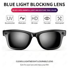 LIGE's New AI Photography And Video Camera Fashion Smart Glasses, Photo Recognition And Answer, Photo Shooting, Video Recording, AI Dialogue And Intelligent Interaction, Bluetooth Calls, Local Music, Music Playback, IP65 Dustproof And Waterproof, Lightweight, Compact And Multi-Functional Business Smart Glasses For Men And Women - Black - View 5