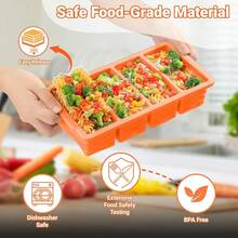2-Pack Silicone Soup Freezer Trays With Lids - 1-Cup Portion Containers For Broth, Stock & Meal Prep, Leak-Proof Design & Stackable Storage, Perfect For 250mL/125mL Frozen Cubes - 橘色 - 查看 3
