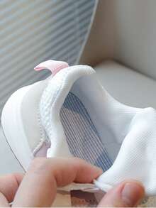 1双儿童休闲运动鞋，透气网布，魔术贴搭扣，男女童时尚休闲鞋 - 粉色 - 查看 6