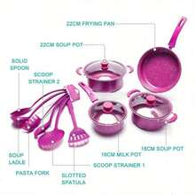 13-Piece Non Stick Cookware Set With Lids And Utensils, Deluxe Non-Stick Cookware Set Pots And Pans Kitchen Set,Pan Induction Cookware Set Premium Kitchen Outdoor Set Perfect For Home Cooking,Healthy Non Stick Kitchen Cooking Set, With Frying Pans Set - Purple - View 3