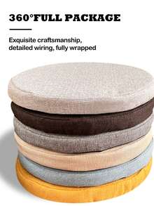 2pcs Small Round Linen Sponge Seat Cushions, Detachable And Washable Height-Increasing Seat Pads, Non-Slip Bottom, Suitable For Floor Mat, Chair Cushion, Applicable For Multiple Occasions Such As School, Home, Etc. - Blue - View 9