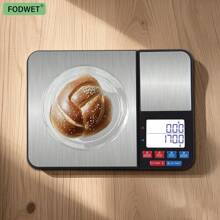 FODWET Dual Platform Digital Kitchen And Food Scale, 11 Pound Capacity And Precision 16oz Capacity, Black With Stainless Steel Weight Grams And Ounces For Cooking, Baking, And Jewelry Weighing (3*AAA Batteries Cluded)