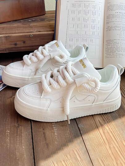 Zapatillas deportivas de estilo universitario para mujer con diseño en colores contrastantes, suela gruesa y tacón elevado, zapatillas de tenis para mujer con parte superior de PU y suela impermeable.