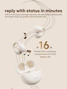 Lenovo LP25 Bluetooth Earphones With Transparent Protective Case, Earhook Style Sports Earbuds, Bluetooth 5.4, ENC Call Noise Cancellation, Long Battery Life, Smart Touch Control, Open-Fit Wireless Headphones Compatible With Apple & Android Tablets - Blue + Transparent Protective Cover - View 4