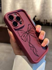 1个极简INS风黑色线条蝴蝶结设计防震TPU手机壳，兼容苹果17 Pro Max/17 Air/16 Pro Max/15 Plus/14/13/12/11/8P/XS Max和三星Galaxy S24 Ultra/S23 FE/S22/S21/S20/A52S/A15/A03，国际版，非国内版 - 彩色 - 查看 2