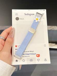 Daisy Magnetic Buckle Woven Nylon Loop Strap, Suitable For Galaxy Watch 7/6/5/4 Strap 40 Mm 44mm 47mm 46mm 41mm,Galaxy Watch 5 Pro 45mm,Galaxy Active 2,Galaxy The Watch 3,18/20/22mm, Compatible With HW Watch 5/4/3/2/1 And GT5/4/3/2, As Well As HW Watch Fit3/Fit4 And HW Band 8/9/10NFC - Blue - View 9