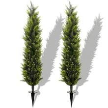 1pc Or 2pcs Long Artificial Cedar Topiary Trees With Ground Spike, UV Resistant Faux Cypress Trees, Faux Plants Artificial Bushes For Indoor Outdoor Front Porch Garden - Multicolor - View 15