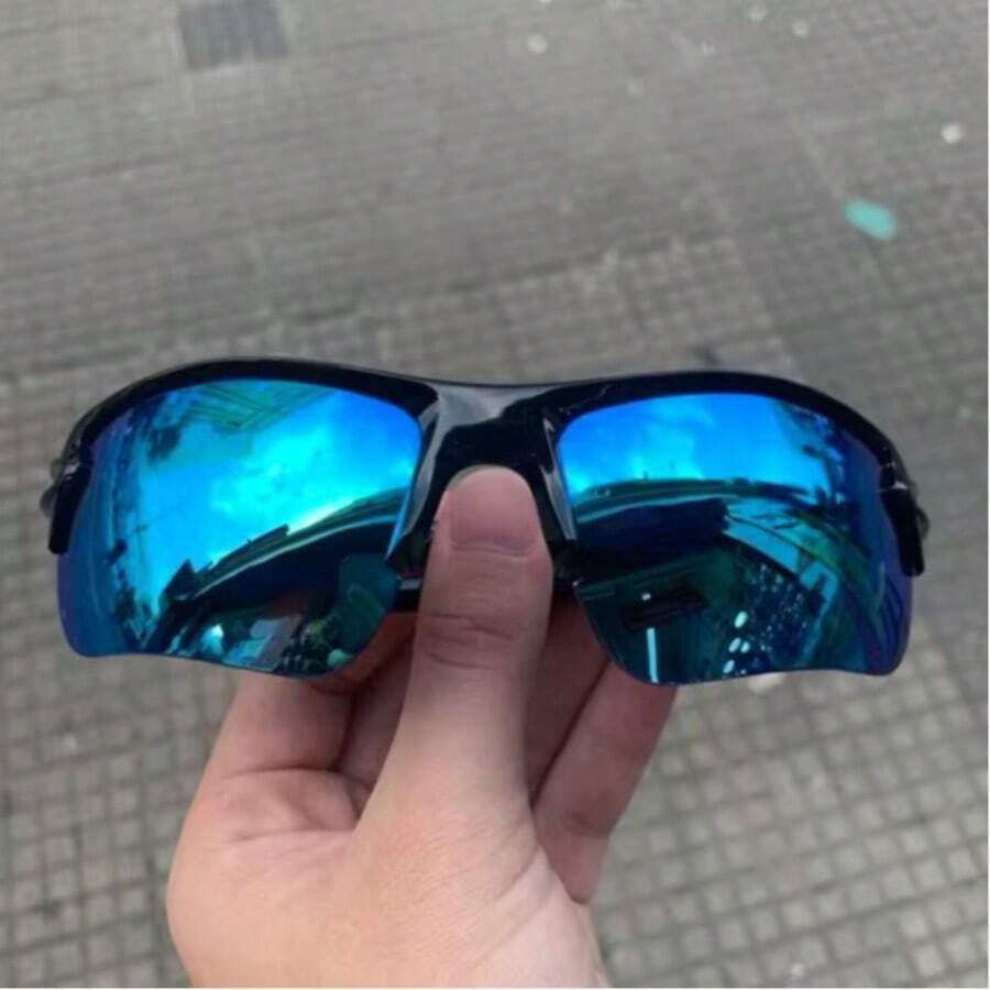 Unisex Anti-UV Sports Sunglasses - Black and Blue - View 1