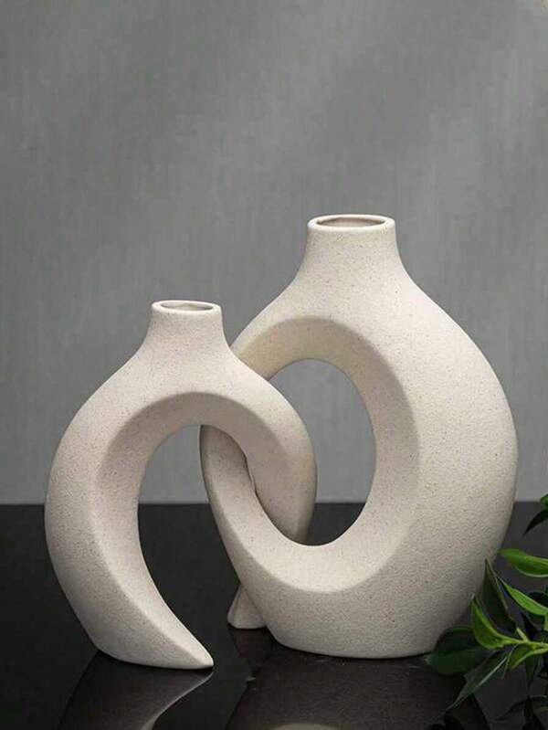 Vaso branco moderno em estilo escandinavo com design espiral intrincado, adequado para decoração de casa, escritório ou entrada, ótimo para flores secas e folhagens