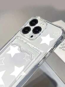 2000s Fashion Star Pattern Clear Card Slot Phone Case Compatible With IPhone15/15Plus/15Pro/15Promax - Trong sáng - Xem 5