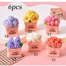 【数量】件 迷你玫瑰雏菊树脂盆栽，创意逼真花束，微景观装饰，DIY配件，清新简约汽车内饰装饰，娃娃屋场景摆件，小礼物 - 彩色 - 查看 13