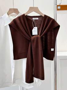 1pc Women's Solid Color Shawl Cardigan, Lightweight Spring/Autumn Shirt Collar Accessory, Suitable For Layering With Sweaters, Shirts, Scarves For Students And Office Wear