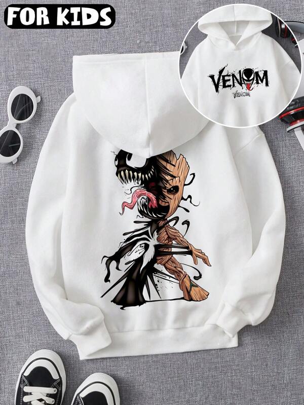 Marvel sweat-shirt à capuche enfants garçons/filles avec graphique de Groot et Venom de Marvel, style décontracté ample à manches longues, convient pour la maison/la rentrée, automne
