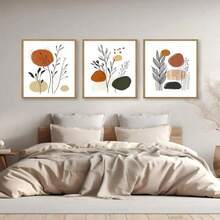 Kit Of 3 Decorative Frames Minimalist Art Leaves And Flowers Organic Shapes Modern Decor - trắng - Xem 3