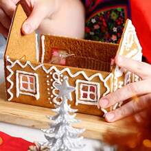 Conjunto de confeitaria para casa de gengibre com 10/18 peças - casinha pequena de aço inoxidável 3D, boneco de neve, árvore de Natal, cortadores de biscoitos de veado, adequado para o Natal, volta às aulas, dia dos namorados, festa de aniversário - sobremesas de Natal faça você mesmo para restaurantes, food trucks e padarias, decorações de Natal, pijamas de Natal, presentes de Natal, decoração de Natal - Prata - Ver 6