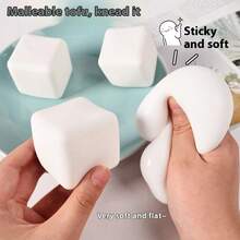 1pc New Moldable Cube Tofu Squeeze Toy, Slow Rebound Realistic White Tofu Stress Relief, Perfect Gift For Birthday, Holiday - Multicolor - View 2