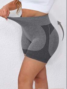 3 piezas Pantalones cortos de yoga sin costuras de unicolor talla grande para mujeres, de secado rápido, para yoga en interiores, correr al aire libre, ciclismo, fitness y moldeado corporal que realzan el trasero