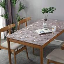1pc Soft Glass PVC Transparent Chrysanthemum Pattern Tablecloth, Waterproof, Heat-Resistant, Oil-Proof Table Mat, Rectangular Desk Cover For Dining Table, Desk, Office Desk, Easy To Clean, Chrysanthemum Embossed, Non-Deformable, Non-Yellowing, Scratch-Resistant, Customizable, Small Table Mat Suitable For Kitchen, Coffee Side Table, Wooden Office Furniture Glass Plastic Tabletop Protection