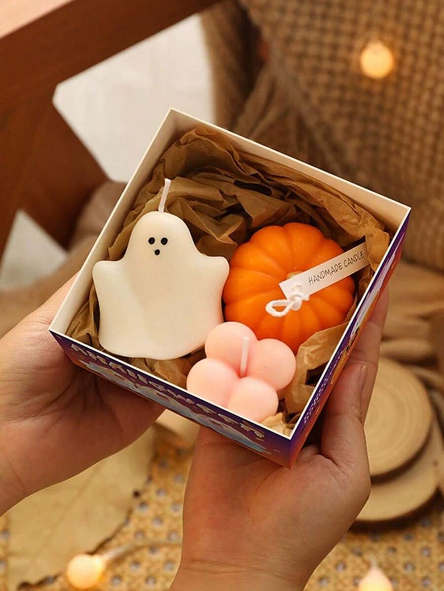 1 件万圣节鬼魂礼盒套装，适合节日礼物、家居装饰、纪念品、氛围营造、香薰蜡烛 - 彩色 - 查看 1
