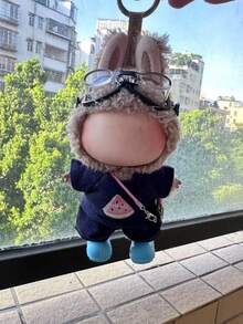 Clothes For Labubu 17cm The Monster Doll's Outfit Accessories Clothing DIY High-Quality Watermelon Pattern T-Shirt And Jeans - Navy Blue - View 4