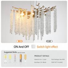 Arlgsite Modern Golden Pendant Light With Cascading Crystal Strands, Ideal For Living Room, Dining Room And Foyer, High-End Decorative Lighting Fixture (Bulb Not Included) - Vàng - Xem 6