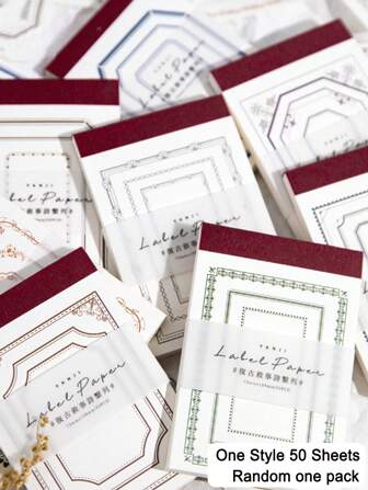 50 Sheets/Book Vintage Tear-Off Decorative Border Lightweight Paper Material, Random Delivery