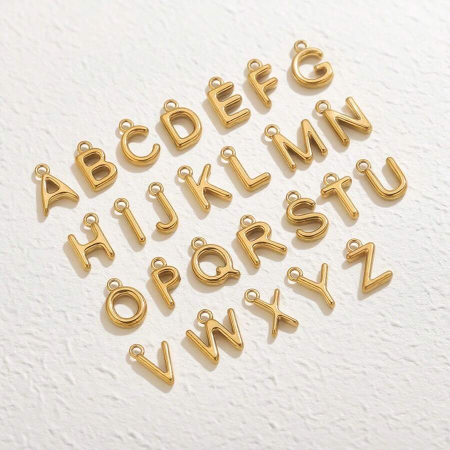 10pcs Stainless Steel Alphabet Pendants DIY Necklace Earrings Bracelet Jewelry Making Accessories