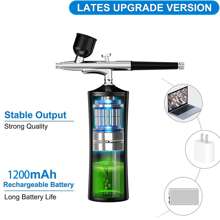 Airbrush Kit With Compressor - 30PSI High-Pressure, Non-Clogging Air Brush Set Corded Rechargeable With 0.3mm Nozzle And Cleaning Brush For , Painting, And Cake Decorating ﻿ ﻿