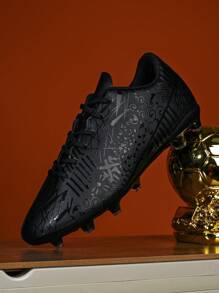 Unisex Low-Top Football/Soccer Shoes, PU Leather Upper With Stripe Design, Suitable For Match & Training, All-Season Wear, Sports Style, Durable Structure, Professional Athlete Use