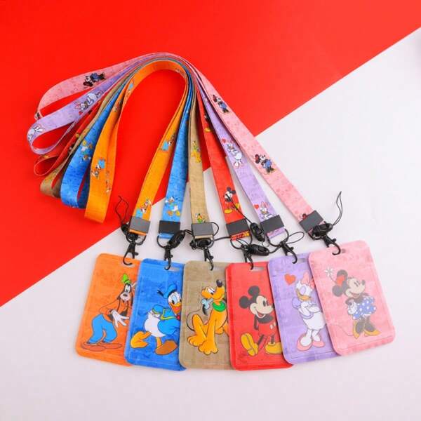 Disney 1pc Disney Cartoon Student Campus Card Holder, Retractable Lanyard ID Badge Holder, Factory Card, Metro Bus Card Protector Case, Campus Card Holder, Kindergarten Card Holder, Minnie Mickey Card Holder, Back To School Student ID Card Holder