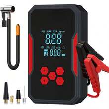 2-In-1 Portable Air Compressor/Charger, 3000A Peak 25L/Min Car Tire Air Pump, DC 12V 150PSI Portable Car Tire Air Pump, LED Light For Car Tire, Motorcycle, Bicycle