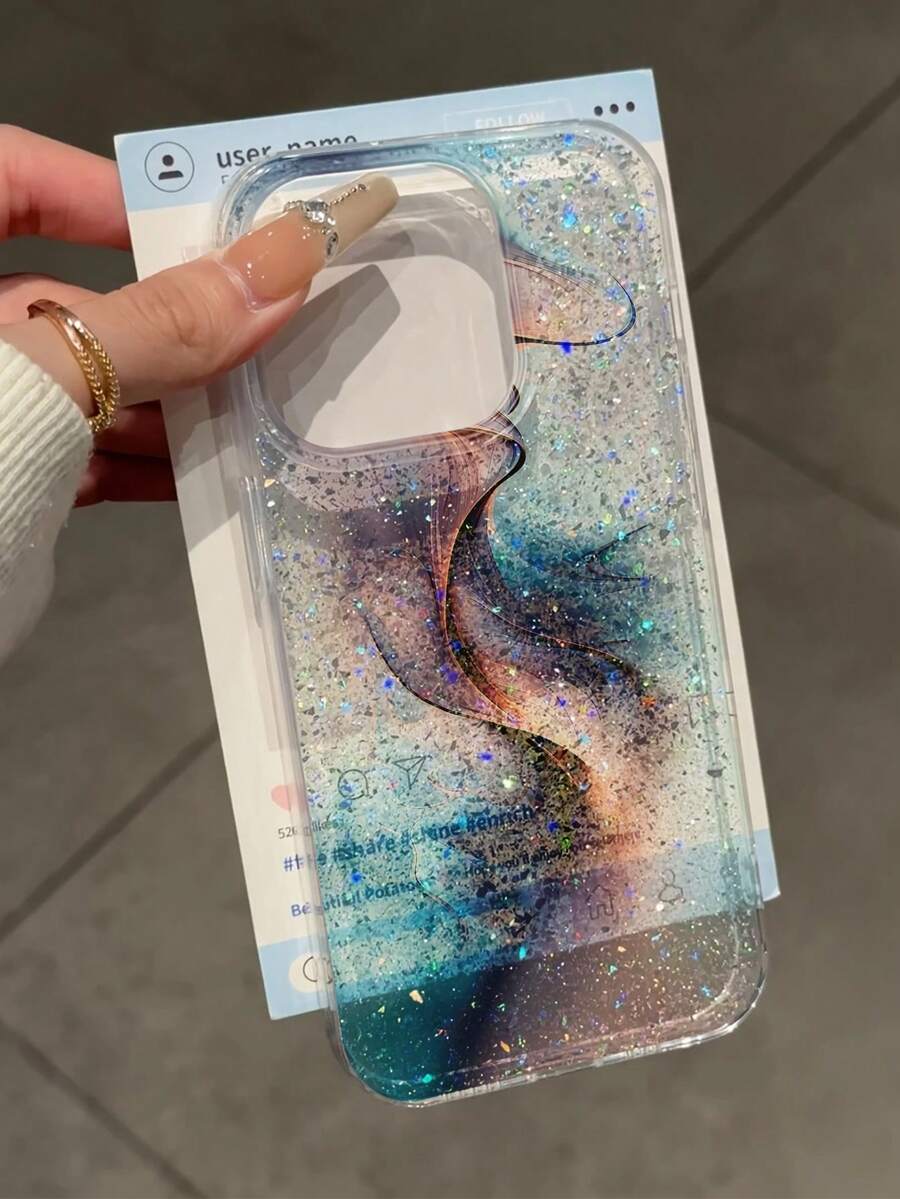 高级 IMD 闪光渐变光泽波浪画防震手机壳兼容 16/11/16pro/16plus/16promax/16e/15Promax/13/14/12/XS/XR/7G/8P，高级闪光渐变光泽手机壳兼容 15Promax，新款 14 防摔 13 男女款 12/11 超薄磨砂 14promax/11/14/13/Premium Plus 极简 15 软硅胶防震手机保护壳