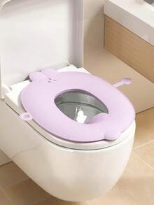 1 pieza Asiento de inodoro plegable y portátil para niños de TPE suave con almohadilla de silicona antideslizante, asiento de entrenamiento para ir al baño, anillo de inodoro plegable y lavable, adecuado para niños pequeños, niños y niñas. Por favor, consulte el tamaño de su propio inodoro doméstico antes de la compra. - Estilo conejo - Ver 13