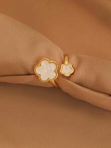 1 件甜美优雅的金属开口戒指，女士可调节，情人节礼物 - 戒指 - 查看 2