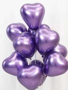 10/20/30/50/100 piezas Globos con forma de corazón de metal de color púrpura, decoración vívida y romántica para el Día de San Valentín, bodas y celebraciones de cumpleaños - púrpura metálico - Ver 7