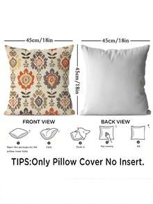 1 pieza Funda de cojín con estampado floral, conjunto de decoración del hogar minimalista bohemio, diseño con cremallera, hecho de tela de poliéster para fácil limpieza, superficie suave y mullida, adecuado para sala de estar, dormitorio, patio exterior (sin relleno de cojín)