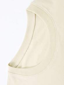 (220 Pure Cotton T-Shirt)    Y2k  Style   Pattern Men's Casual Soft 100% Cotton All-Match Crew-Neck Short-Sleeved T-Shirt - 米色-2 - 查看 3