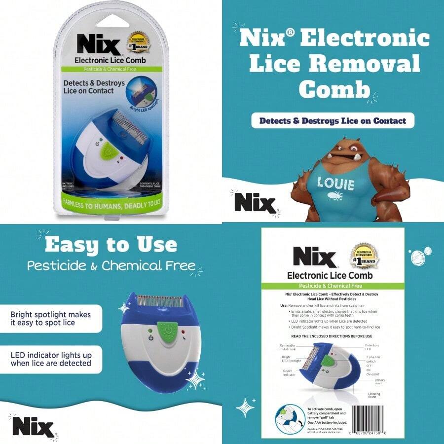 HairNix Electronic Lice Comb Instantly Kills Lice Eggs And Removes From HairCombs