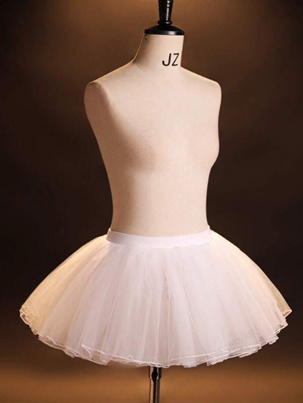 1pc White Girls' Ballet Dance Tulle Petticoat Skirt, Short Pettiskirt Suitable For Dancing, Performance, Paired With Skirts