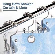 TitanKer Shower Curtain Hooks Rings, Rust Resistant Metal Double Glide Shower Hooks For Bathroom Shower Rods Curtains, Set Of 12 Hooks - Nickel - Nickel - View 2