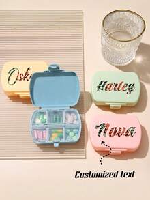 1Pc Personalized Customized Text/Photo Pill Box, With Multiple Colors Available For Selection. It'S A Diy Daily Portable Pill Box, Which Makes It Easy To Distinguish And Store Medications And Convenient To Carry Around.