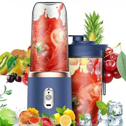 ASLING Electric Mini Juicer Rechargeable Multifunctional Portable Juicer Six Blades For Home Use Juice Blender USB Charging  Double Cup Body And 1 Sports Cup Cover